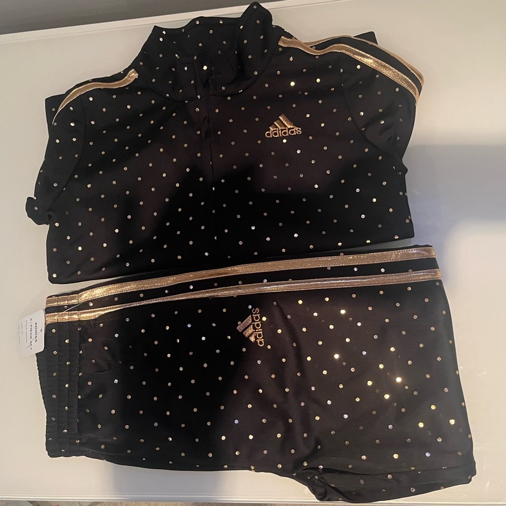 Adidas Black and Gold Polka Dot Tracksuit